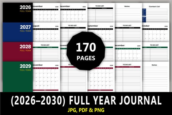 2026–2030 Full Year Journal: Long-Term Planning, Built for Real Life